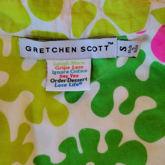 GRETCHEN SCOTT Boyfriend Shirt Art To Wear Stripes Leaves M Cotton Dopaminecore - Picture 13 of 15